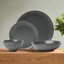 Load image into Gallery viewer, Beaumont Grey Gold Rim 16 Piece Dinnerware Set