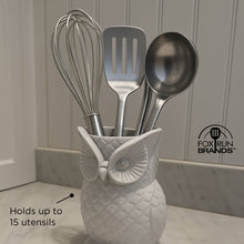 Load image into Gallery viewer, White Ceramic Owl Utensil Crock