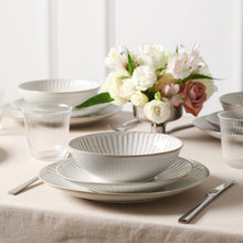 Load image into Gallery viewer, Stone + Lain Linea Stoneware 16-Piece Dinnerware Set, Includes Glassware, White