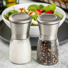Load image into Gallery viewer, 6 oz Glass Salt & Pepper Grinding Mill, Set of 2