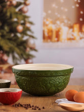 Load image into Gallery viewer, Mason Cash Green Deck the Halls Christmas Mixing Bowl Size 24 (Limited Edition)