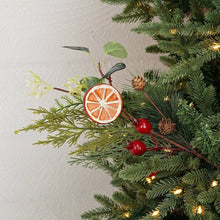Load image into Gallery viewer, Mixed Faux Pine with Eucalyptus, Crabapple, & Orange 16" Pick