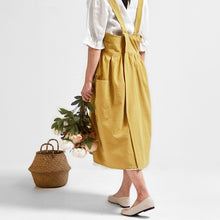 Load image into Gallery viewer, Solid Color Art Cotton Linen Apron with Pockets (Yellow)