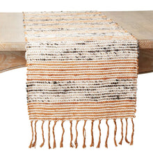 Load image into Gallery viewer, Rust Striped Design Table Runner with Fringe 16" W x 72" L