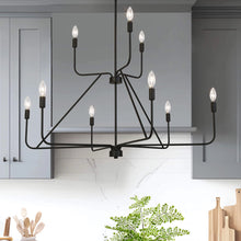 Load image into Gallery viewer, Nuvina 9-Light Black Candle 2-Tierd Chandelier (Special Order Only)