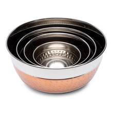 Load image into Gallery viewer, 4 Piece Two Tone Stainless Steel Hammered Mixing Bowl Set