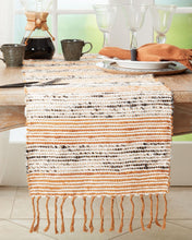 Load image into Gallery viewer, Rust Striped Design Table Runner with Fringe 16" W x 72" L