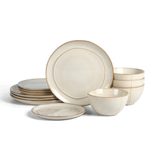 Load image into Gallery viewer, Infinity Stoneware 12-Piece Dinnerware Set - Beige