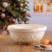 Load image into Gallery viewer, Mason Cash Cream Deck the Halls Christmas Mixing Bowl Size 18 (Limited Edition)