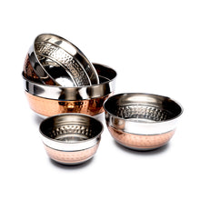 Load image into Gallery viewer, 4 Piece Two Tone Stainless Steel Hammered Mixing Bowl Set