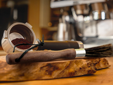 Load image into Gallery viewer, 8" Coffee Cleaning Brush – Premium Wood & Boar Bristle
