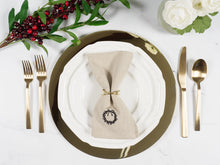 Load image into Gallery viewer, Natural Embroidered Holiday Napkin (Wreath)
