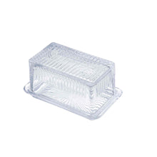 Load image into Gallery viewer, Embossed Glass Butter Dish (Holds 2 Sticks)