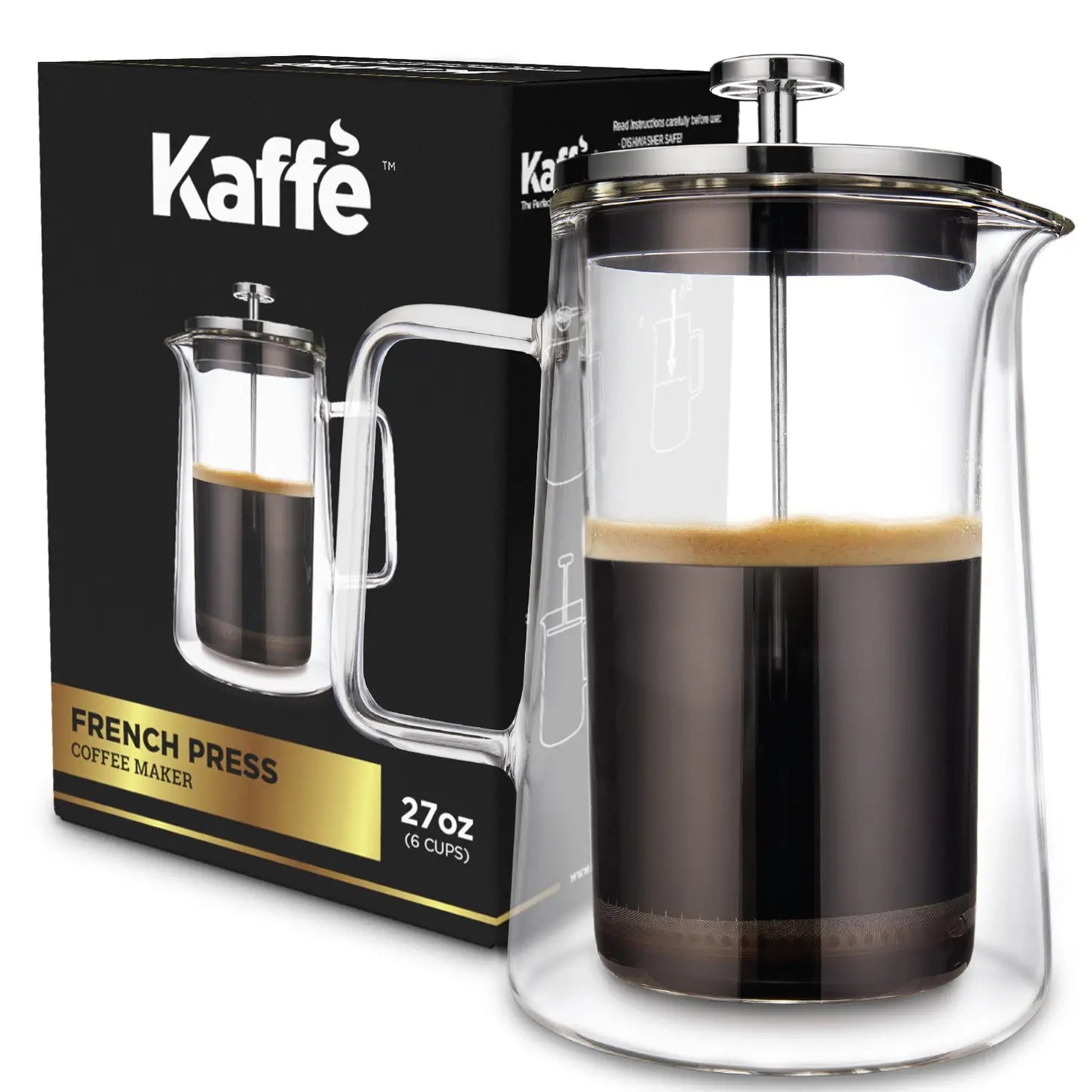 Kaffe Double-Wall Glass French Press Coffee Maker – Gather Kitchen