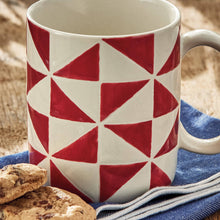 Load image into Gallery viewer, Red Pinwheel Stoneware Mug