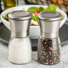 Load image into Gallery viewer, 6 oz Glass Salt & Pepper Grinding Mill, Set of 2