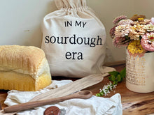 Load image into Gallery viewer, Reusable Lined Bread Bag "In My Sourdough Era"