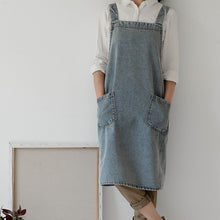 Load image into Gallery viewer, Cotton Canvas Washed Denim Apron with Pockets