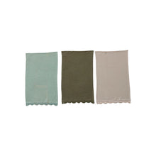 Load image into Gallery viewer, Cotton Waffle Weave Tea Towel w/ Crochet Lace Trim (3 Colors)