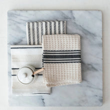 Load image into Gallery viewer, Woven Cotton Slub Waffle Weave Printed Tea Towel w/ Stripes (3 Styles)