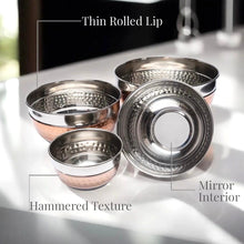 Load image into Gallery viewer, 4 Piece Two Tone Stainless Steel Hammered Mixing Bowl Set