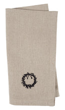 Load image into Gallery viewer, Natural Embroidered Holiday Napkin (Wreath)