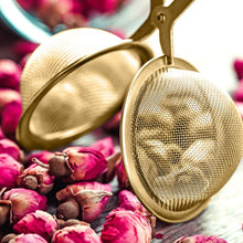 Load image into Gallery viewer, Gold Mesh Snap Tea Ball Infuser