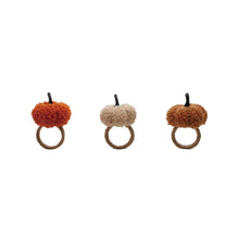 Load image into Gallery viewer, Bouclé Fabric & Jute Pumpkin Napkin Ring (3 Colors)