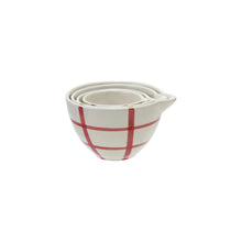 Load image into Gallery viewer, Hand-Painted Stoneware Prep Bowls with Grid Pattern (Set of 4)