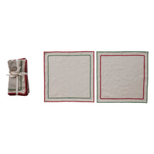 Load image into Gallery viewer, Woven Cotton Napkins with Stitched Edge & Ric Rac Trim (Set of 4)