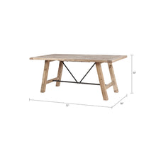 Load image into Gallery viewer, Rustic Dining Table with Metal Support in Natural Pine Wood Finish [Online Only]
