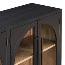 Load image into Gallery viewer, 4-Door Large Storage Sideboard Buffet Cabinet with Glass Doors Arched Cabinet (Black) [Online Only]
