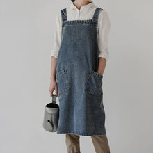 Load image into Gallery viewer, Cotton Canvas Washed Denim Apron with Pockets
