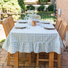Load image into Gallery viewer, Blue Ruffled Gingham Tablecloth [Online Only]
