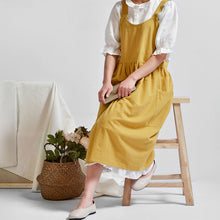 Load image into Gallery viewer, Solid Color Art Cotton Linen Apron with Pockets (Yellow)
