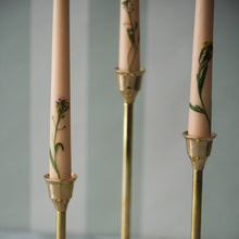 Load image into Gallery viewer, Floral Inlaid Tapered Candle in Cream Set of 3 [Online Only]
