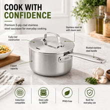 Load image into Gallery viewer, Alva 5-Ply Full Clad Saucepan with Lid [Online Only]
