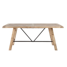 Load image into Gallery viewer, Rustic Dining Table with Metal Support in Natural Pine Wood Finish [Online Only]

