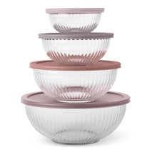 Load image into Gallery viewer, Glass Mixing Bowl 8-Piece Set w/Blush Lids
