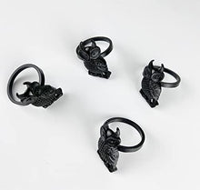 Load image into Gallery viewer, Perched Owl Metal Napkin Rings, Set of 4 [Online Only]

