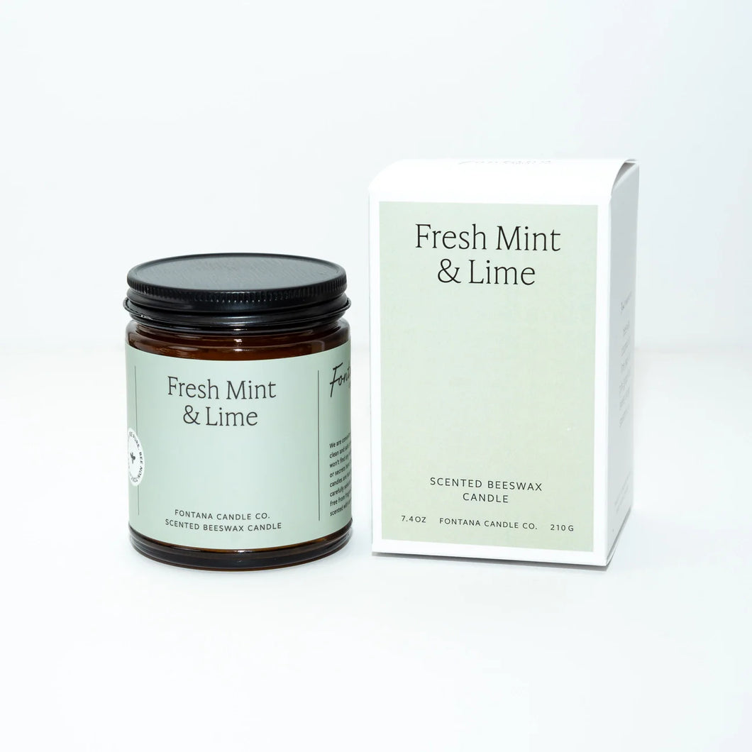 Fresh Mint & Lime Essential Oil Beeswax Jar Candle