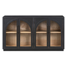 Load image into Gallery viewer, 4-Door Large Storage Sideboard Buffet Cabinet with Glass Doors Arched Cabinet (Black) [Online Only]
