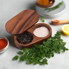 Load image into Gallery viewer, Acacia Wood Salt &amp; Pepper Pinch Pot w/ Cover [Online Only]
