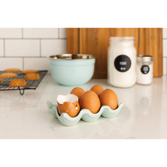 Robin's Egg Speckle Ceramic Egg Crate