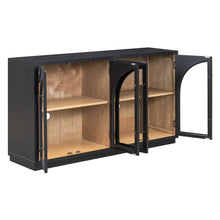 Load image into Gallery viewer, 4-Door Large Storage Sideboard Buffet Cabinet with Glass Doors Arched Cabinet (Black) [Online Only]
