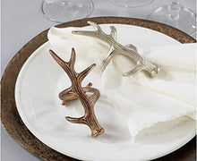 Load image into Gallery viewer, Rustic Antler Design Aluminum Napkin Rings, Set of 4 [Online Only]
