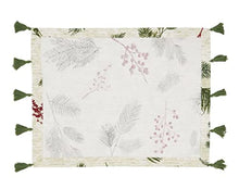 Load image into Gallery viewer, Pine Needle &amp; Red Berry Cotton Christmas Placemats &amp; Table Runner with Tassel 16"W x 72"L [Online Only]
