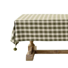 Load image into Gallery viewer, Plaid Woven 100% Cotton Tablecloth with Pom Pom [Online Only]
