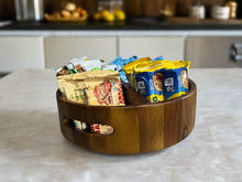 Load image into Gallery viewer, Acacia Wood Rotating Lazy Susan Divided Round Tray [Online Only]
