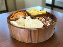 Load image into Gallery viewer, Acacia Wood Rotating Lazy Susan Divided Round Tray [Online Only]

